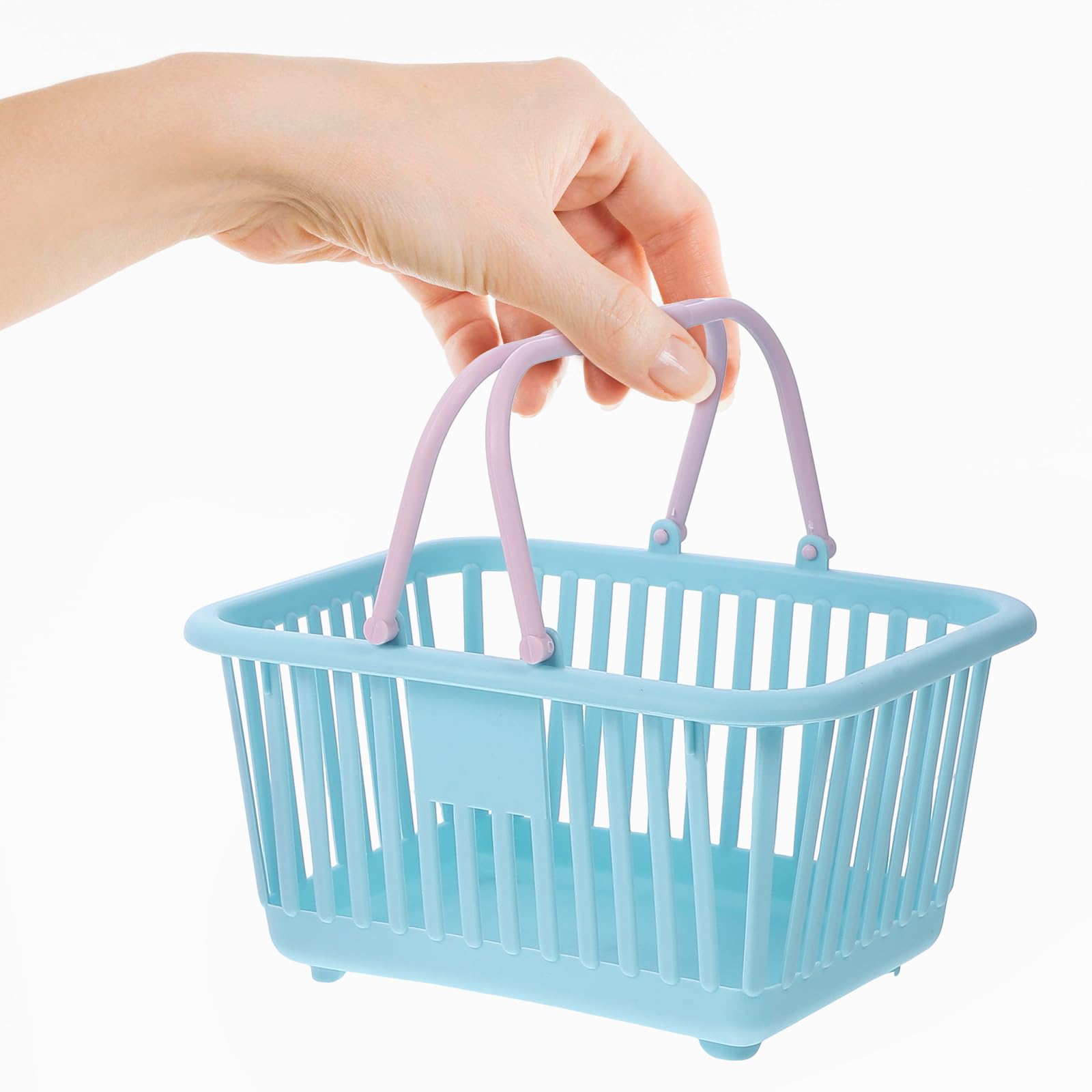 Cabilock 2-Piece Mini Toy Grocery Baskets Set - Dollhouse Accessories, Pretend Play Shopping Cart, Kids Storage Organizer - Perfect for Role Play, Toy Kitchen, and Playroom Organization