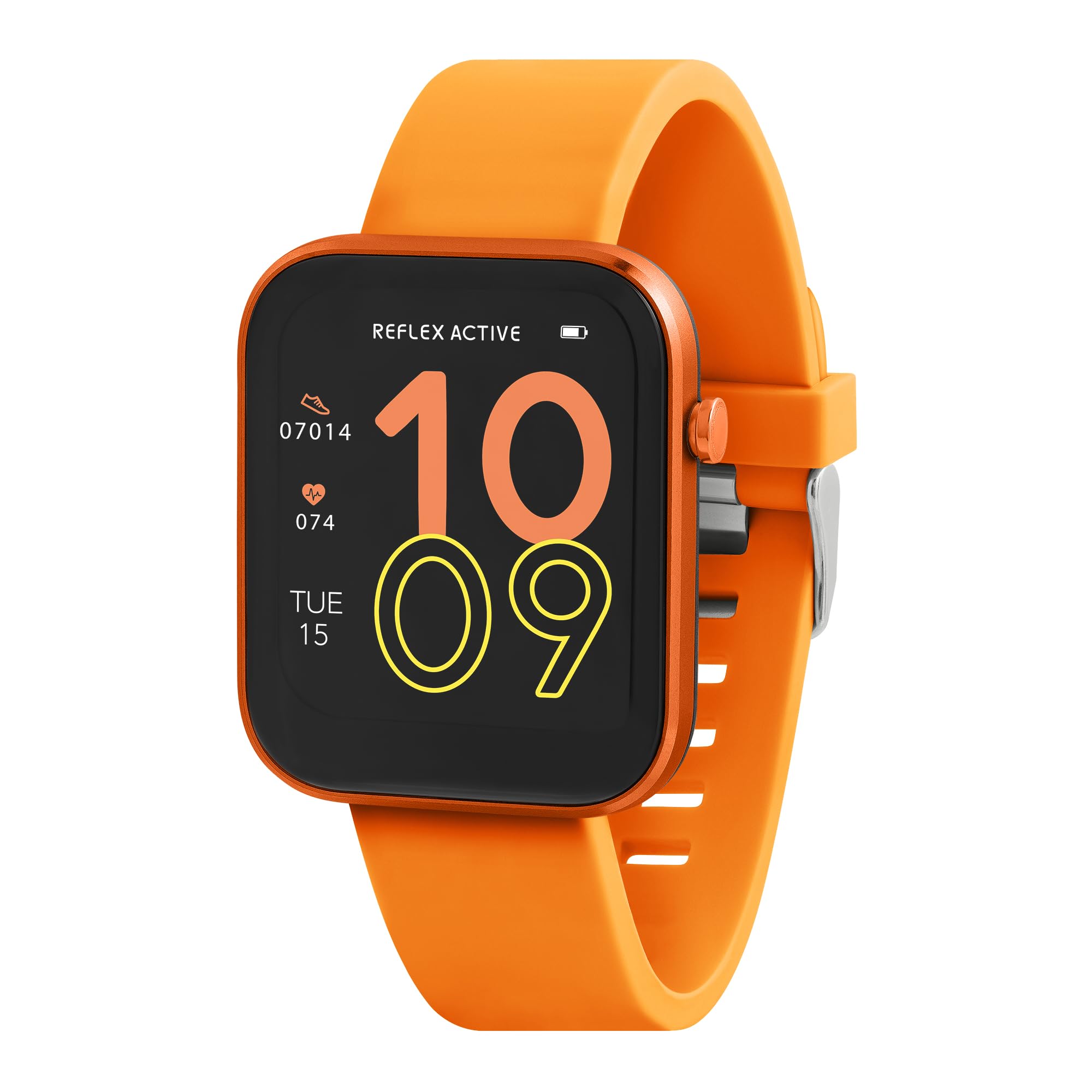 Reflex Active Series 12 Orange Strap Fitness Smart Watch - Track Steps, Heart Rate & Sleep - Perfect for Running, Gym & Outdoor Activities