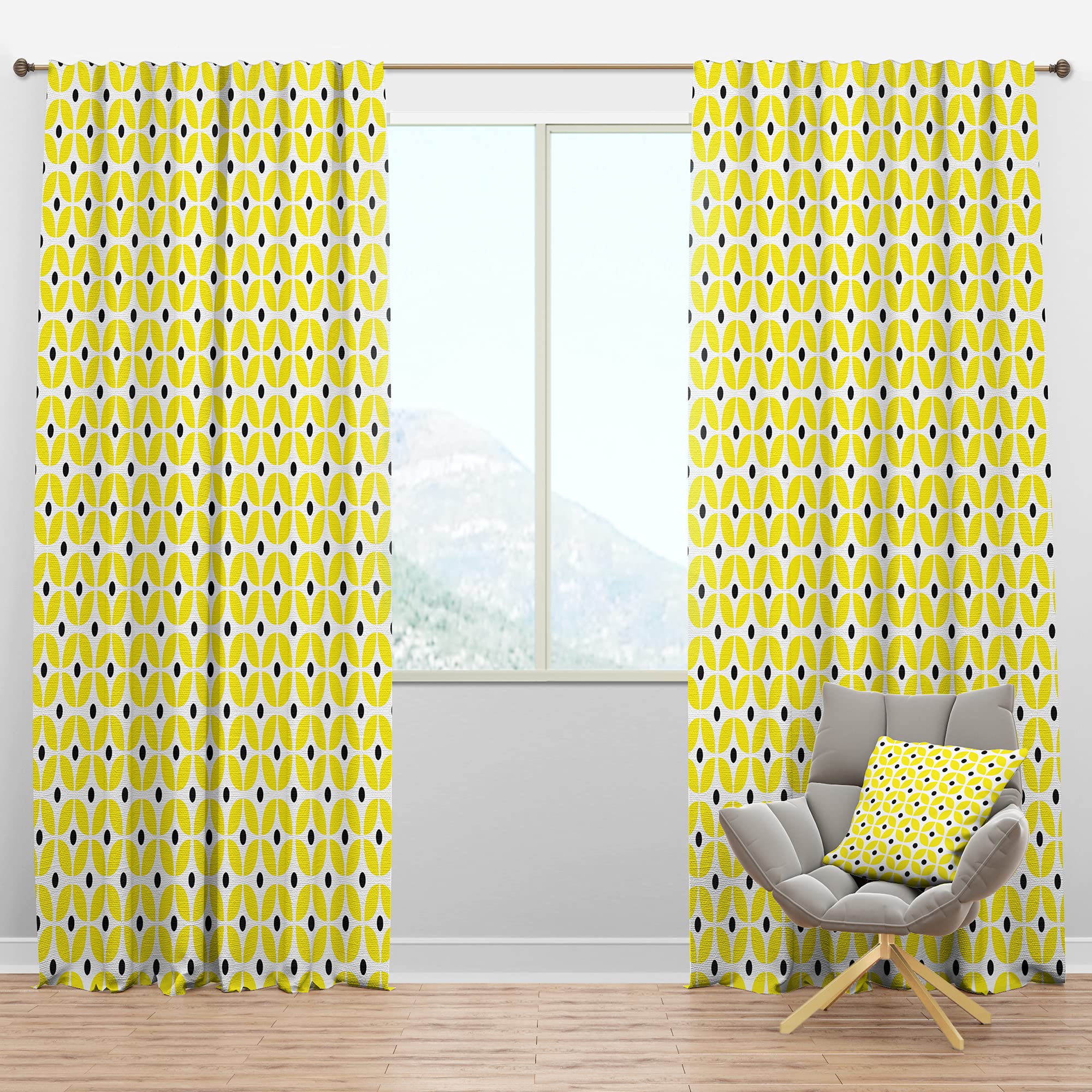 DesignQ Blackout Curtains - Retro Geometric Thermal Insulated Drapes for Bedroom & Living Room (52x95, Single Panel) - Perfect for Home Decor, Light Blocking & Energy Saving