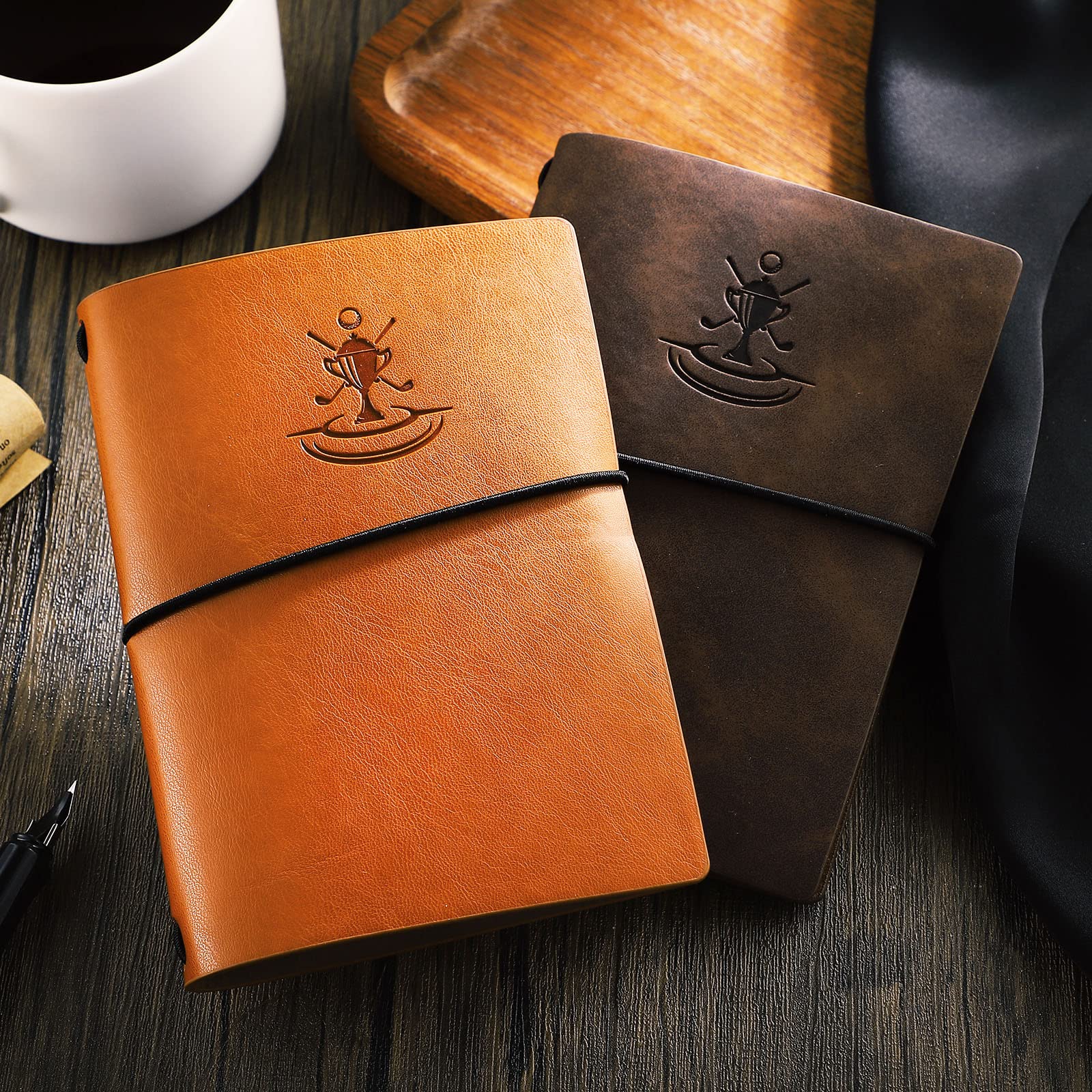 Premium Leather Golf Scorecard Book & Yardage Notebook - Golf Journal Notepad for Men & Women - Perfect Christmas Golf Gifts for Golfers - Ideal for Golf Course, Practice Sessions & Tournament Tracking