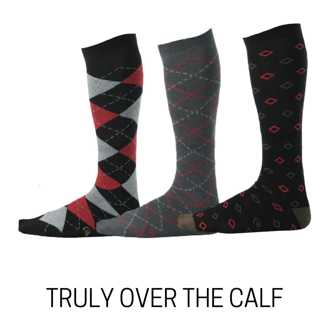 **Pierre Henry Men's Over the Calf Dress Socks (9 Pairs) – Colorful & Funky Cotton Socks for Business, Casual & Formal Wear**