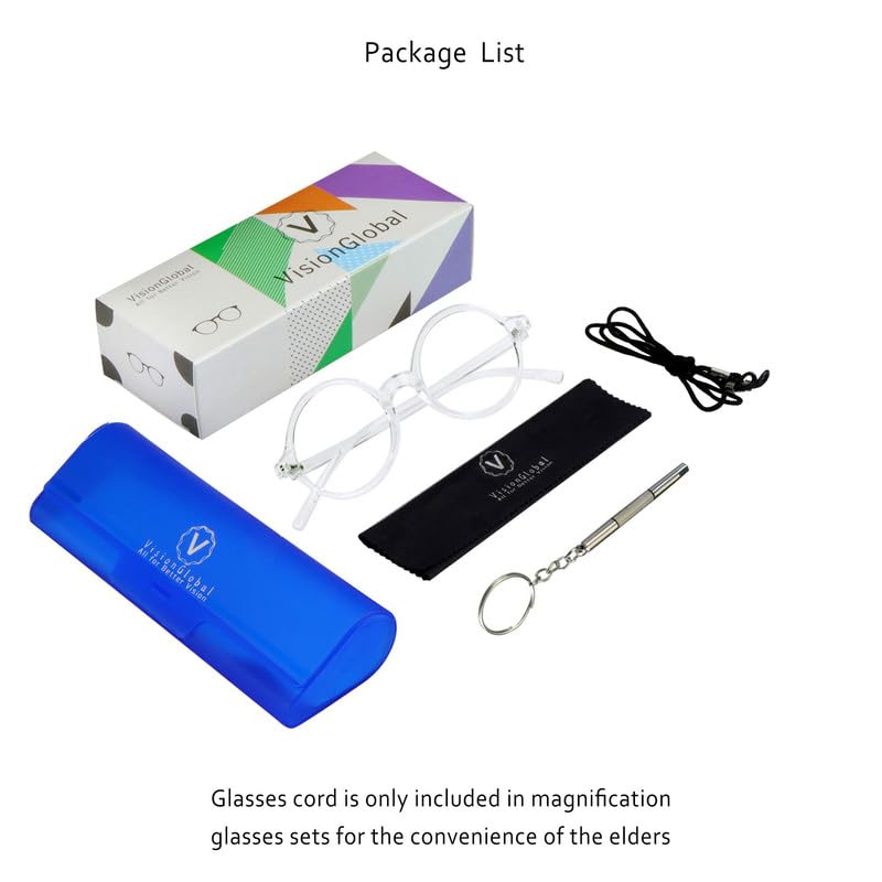 VisionGlobal Blue Light Blocking Glasses for Women & Men - Anti Glare Computer Reading Glasses with Stylish Oval Frame - Perfect for Office Work, Gaming & Screen Time