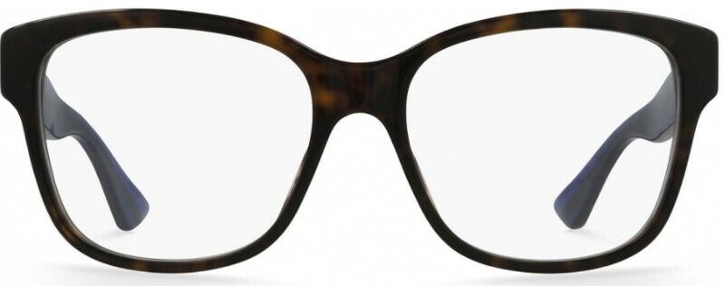 Gucci GG 0038ON 003 Havana Blue with Red Stripe Square Women's Eyeglasses | Designer Prescription Glasses & Fashion Sunglasses for Women | Perfect for Office, Driving, and Everyday Wear