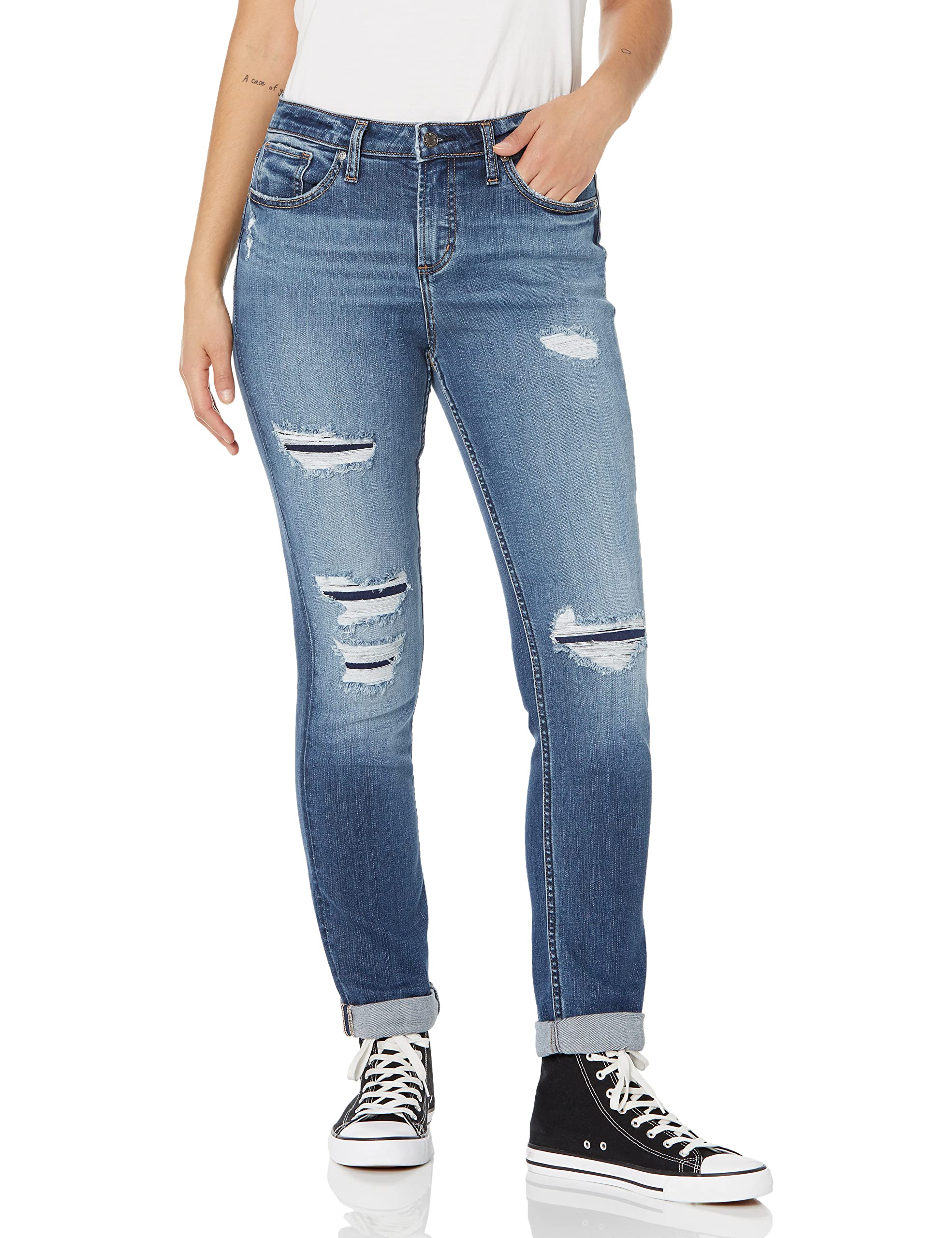 Silver Jeans Co. Women's Beau High Rise Slim Leg Jeans - Stretch Denim Pants for Casual Wear & Everyday Outfits | Perfect for Work, Date Night & Weekend Looks