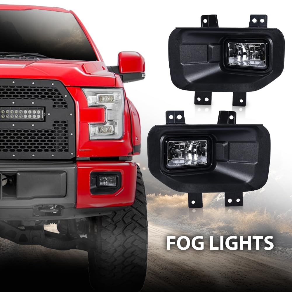 GRAND ORANGE LED Fog Lights Bumper Driving Lamps - Clear Lens Compatible with Ford F150 2015-2017 Models (FL3Z15201B, FL3Z15200B, FO2592235, FO2593235) - Enhanced Visibility for Night Driving & Off-Road Adventures