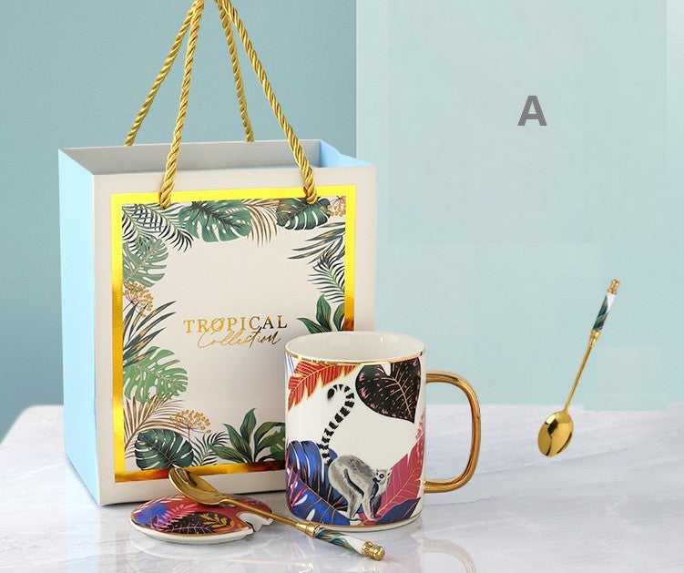 Jungle Animal Porcelain Mugs - 16oz Large Capacity Ceramic Coffee Cups with Gift Box, Creative Office Mugs for Tea, Coffee & Hot Chocolate - Perfect for Home, Office & Gifts
