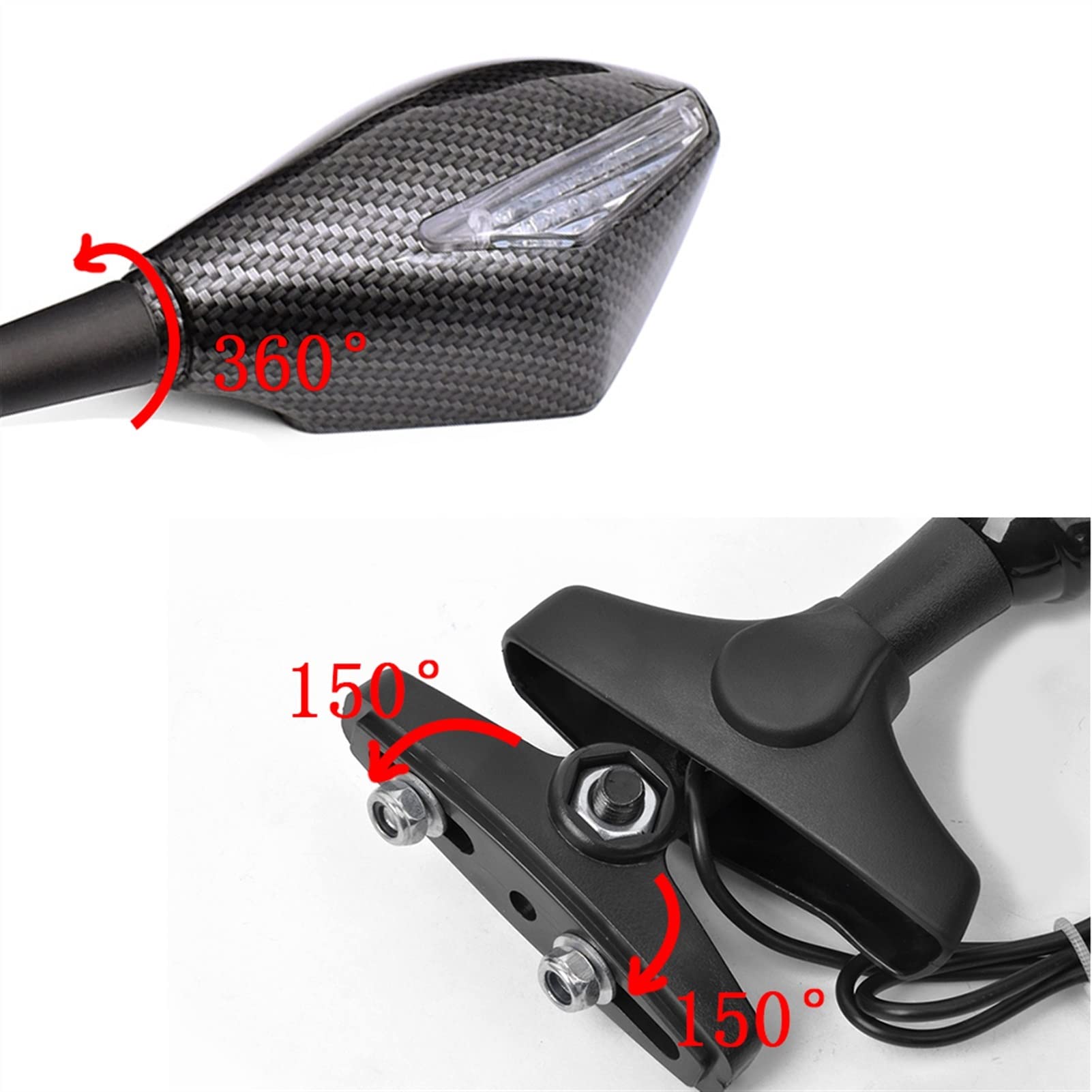 LED Motorcycle Rearview Mirrors with Turn Signals - Universal Fit for Suzuki GSF600 Bandit, Burgman 400, GS1000, GS500E - Enhanced Safety & Visibility for Night Riding & City Commuting