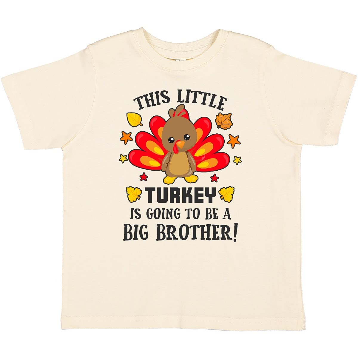 Inktastic 'This Little Turkey is Going to Be a Big Brother' Cute Thanksgiving Toddler T-Shirt - Perfect for Sibling Announcements & Family Holiday Photos