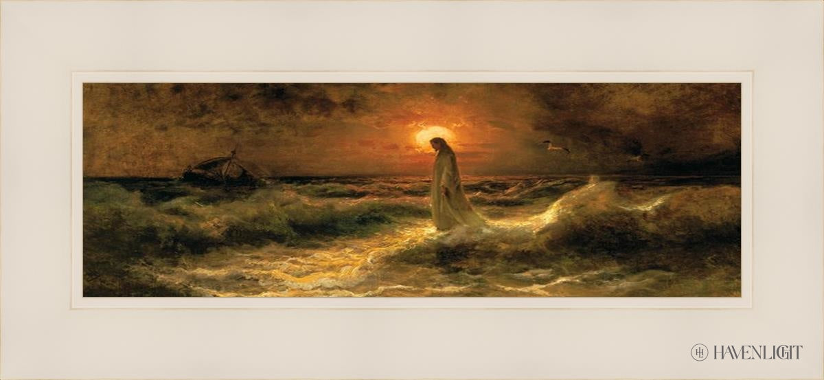 Christ Walking On The Water - Religious Wall Art Decor for Home, Church & Office - Inspirational Christian Painting for Faith-Based Interiors