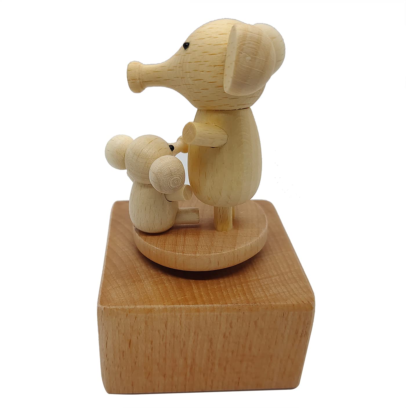 Mini Wooden Elephant Music Box - Cartoon Animal Mechanical Music Box Plays Castle in The Sky - Perfect Gift for Kids, Boys & Girls - Birthday, Christmas & Special Occasion Gifts - Home Decor & Nursery Musical Toy