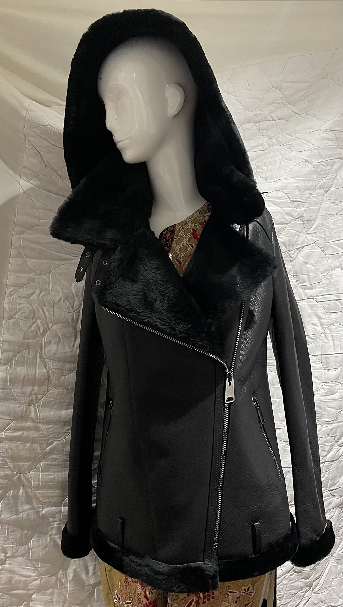 Women's Genuine Sheepskin Shearling Leather Bomber Jacket - 100% Natural Wool Fur Aviator Pilot Coat (Black with Fur) | Vintage WWII Style Winter Outerwear for Cold Weather & Fashion Statement