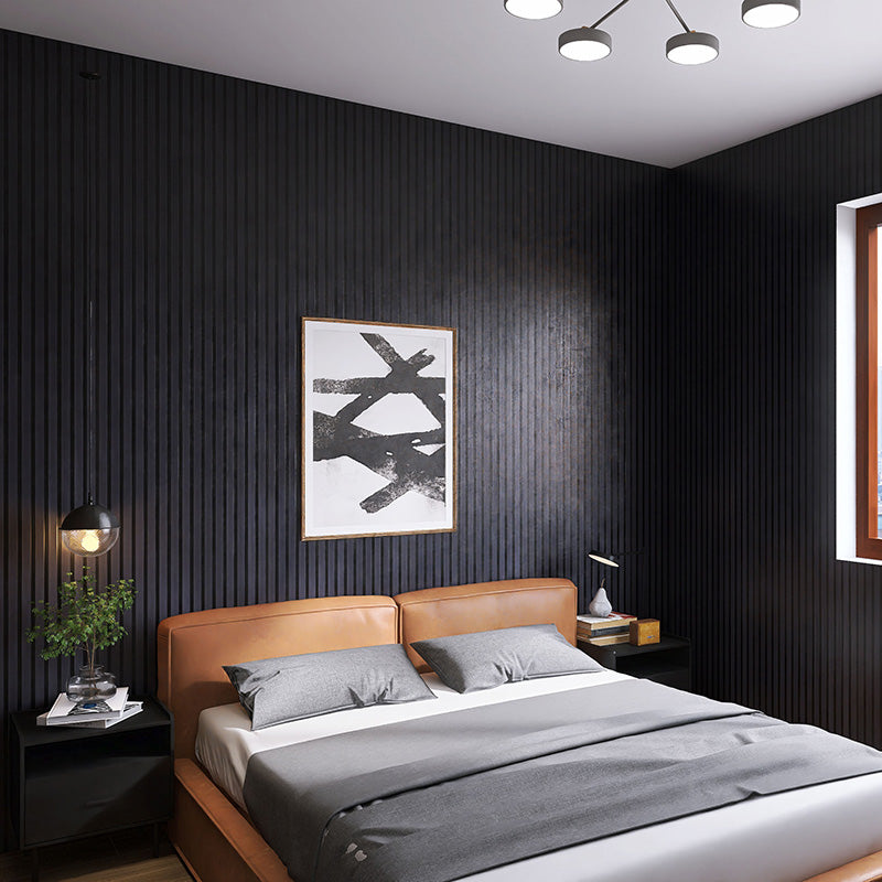 WOODFLEX Flexible Acoustic Wood Slat Wall Panel - Black Veneer Soundproofing Decor (2400mm x 600mm) for Home Theater, Office & Recording Studio