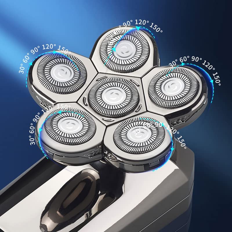 Rechargeable Electric Head Shaver for Bald Men - Powerful Cordless Bald Shaving Machine & Facial Grooming Trimmer for Smooth Head & Beard Shaving (Silver) - Perfect for Travel, Home Use & Professional Barbers