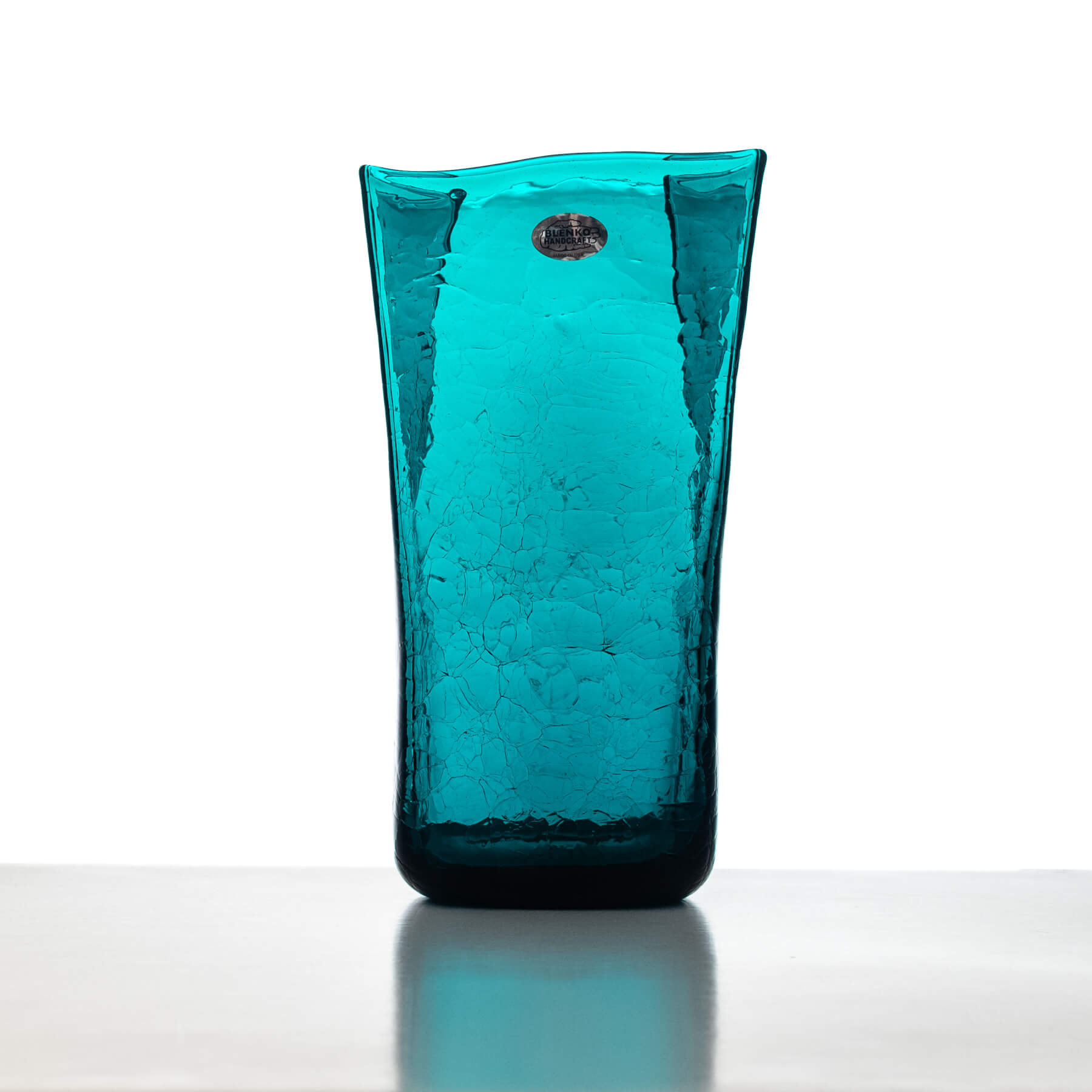 8813MC Crackled Medium Paper Bag Vase in Cerulean Blue - Perfect for Boho Home Decor, Wedding Centerpieces & Farmhouse Style Tabletop Arrangements