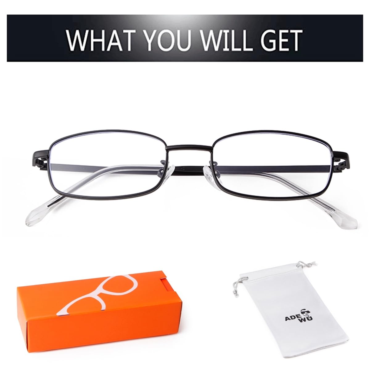 ADE WU Fashion Glasses for Women & Men - Y2K Retro Rectangle Blue Light Blocking Glasses in Gold, Silver & Black - Perfect for Office, Gaming & Screen Time Protection