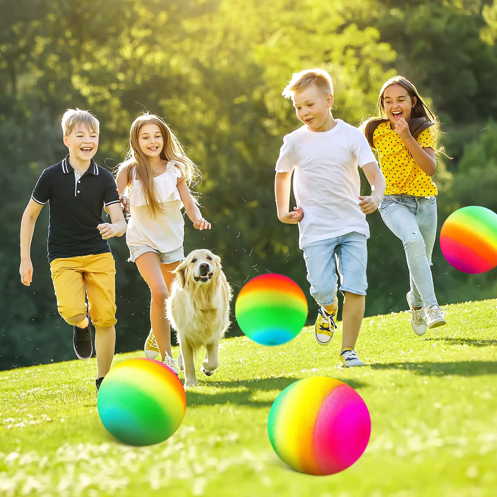 Vinsot 12 Pack 8.5 Inch Playground Balls - Bulk Inflatable Bouncy Balls for Kids with Hand Pump, Kickball & Handball for Indoor Outdoor Games, School PE, Birthday Parties & Backyard Activities