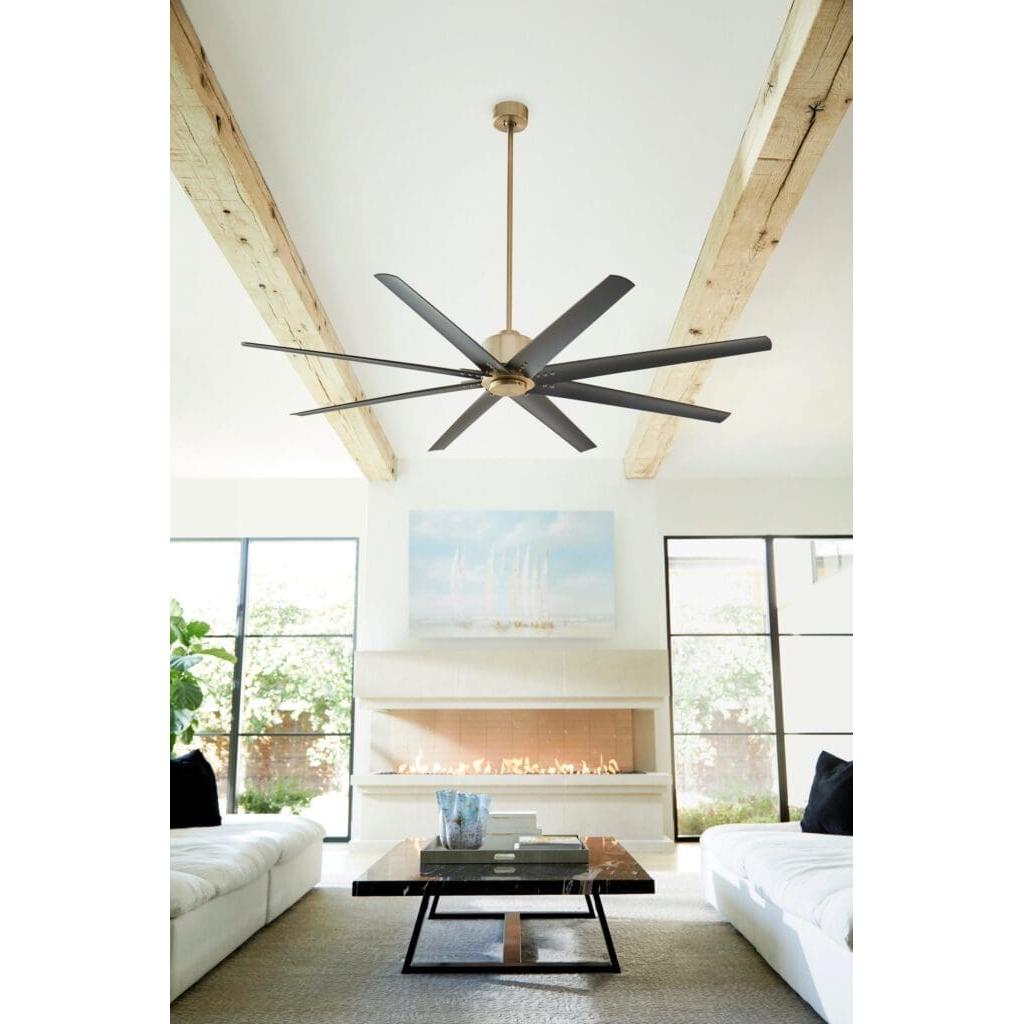 Oxygen FLEET 3 108 40 Ceiling Fan with Remote Control - 72 Inch 8 Blade Large Industrial Fan in Aged Brass & Matte Black - Perfect for Living Room, Bedroom, and Outdoor Patio