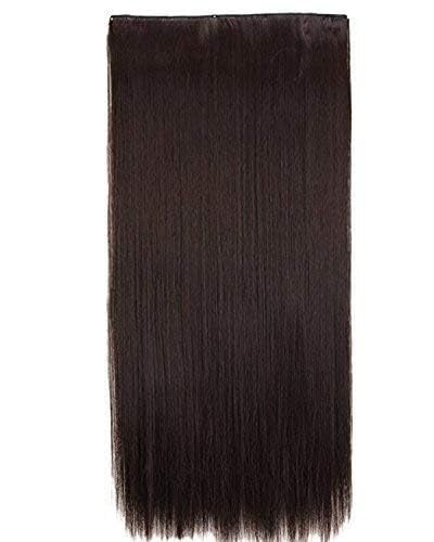 Natural Brown 5-Clip 3/4 Head Straight Hair Extensions for Women & Girls - Perfect for Daily Wear, Parties & Special Occasions