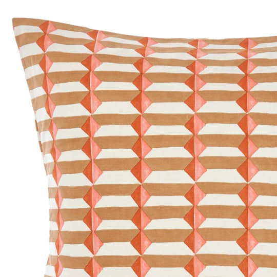 Linen House Aida Coral European Pillowcase - Luxury 100% Cotton Decorative Pillow Cover for Bedroom, Sofa & Home Decor