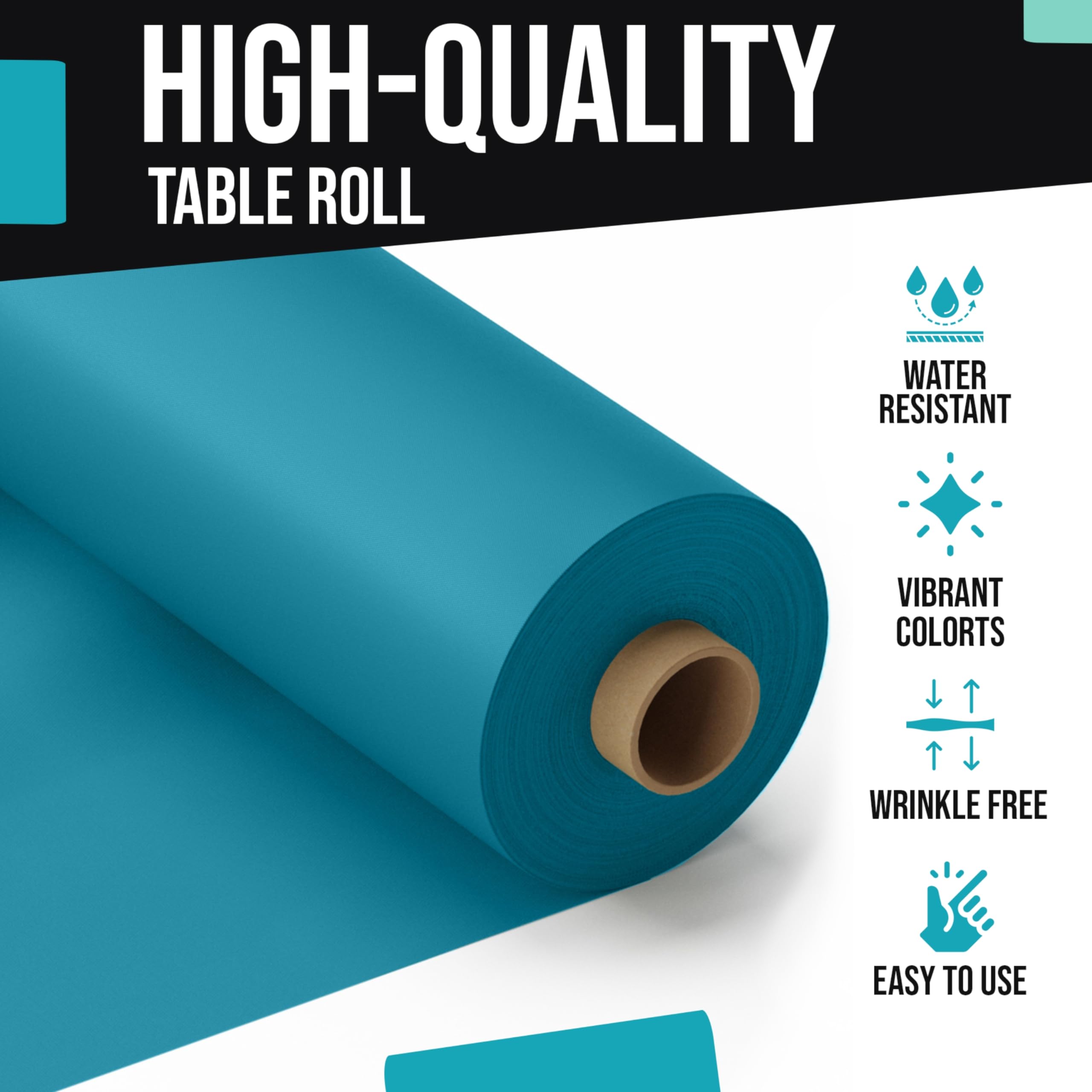 Premium Turquoise Plastic Table Cover Roll 4-Pack – 40
