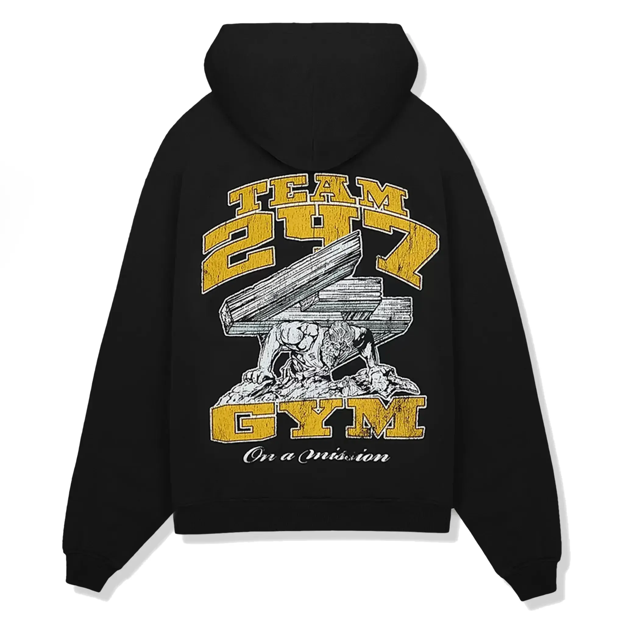 Represent 247 On His Shoulders Boxy Off Black Hoodie - Oversized Streetwear Sweatshirt for Men | Casual Wear, Gym, and Everyday Comfort