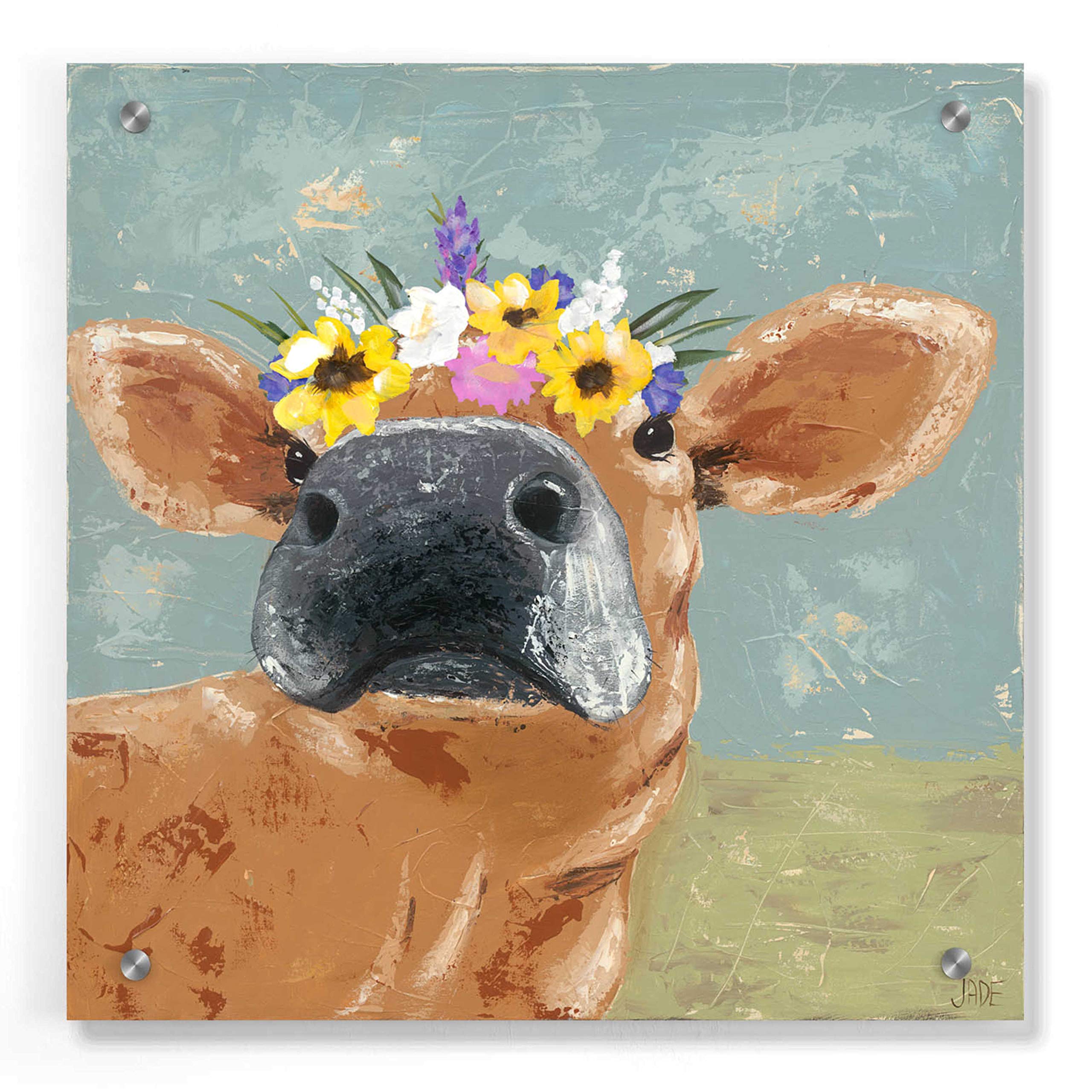 Farm Fun II by Jade Reynolds - 36x36 Inch Acrylic Glass Wall Art Painting, Modern Farmhouse Decor for Living Room, Bedroom & Office