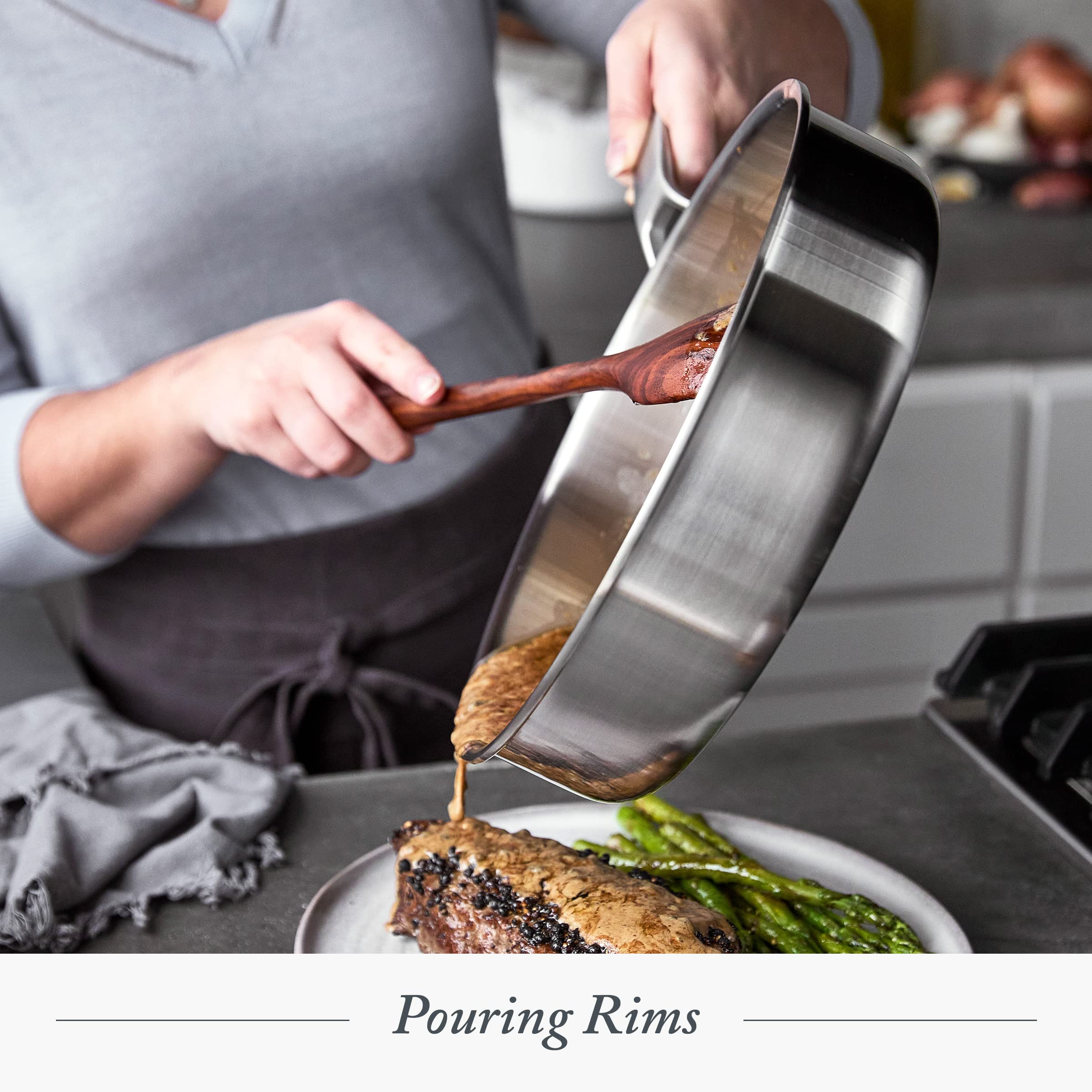 Merten & Storck Tri-Ply Stainless Steel 10” & 12” Frying Pan Skillet Set - Professional Multi-Clad Cookware with Even Heat Distribution, Drip-Free Pouring Edges, Induction Compatible - Perfect for Browning, Searing & Sauteing - Oven & Dishwasher Safe for Easy Cleaning