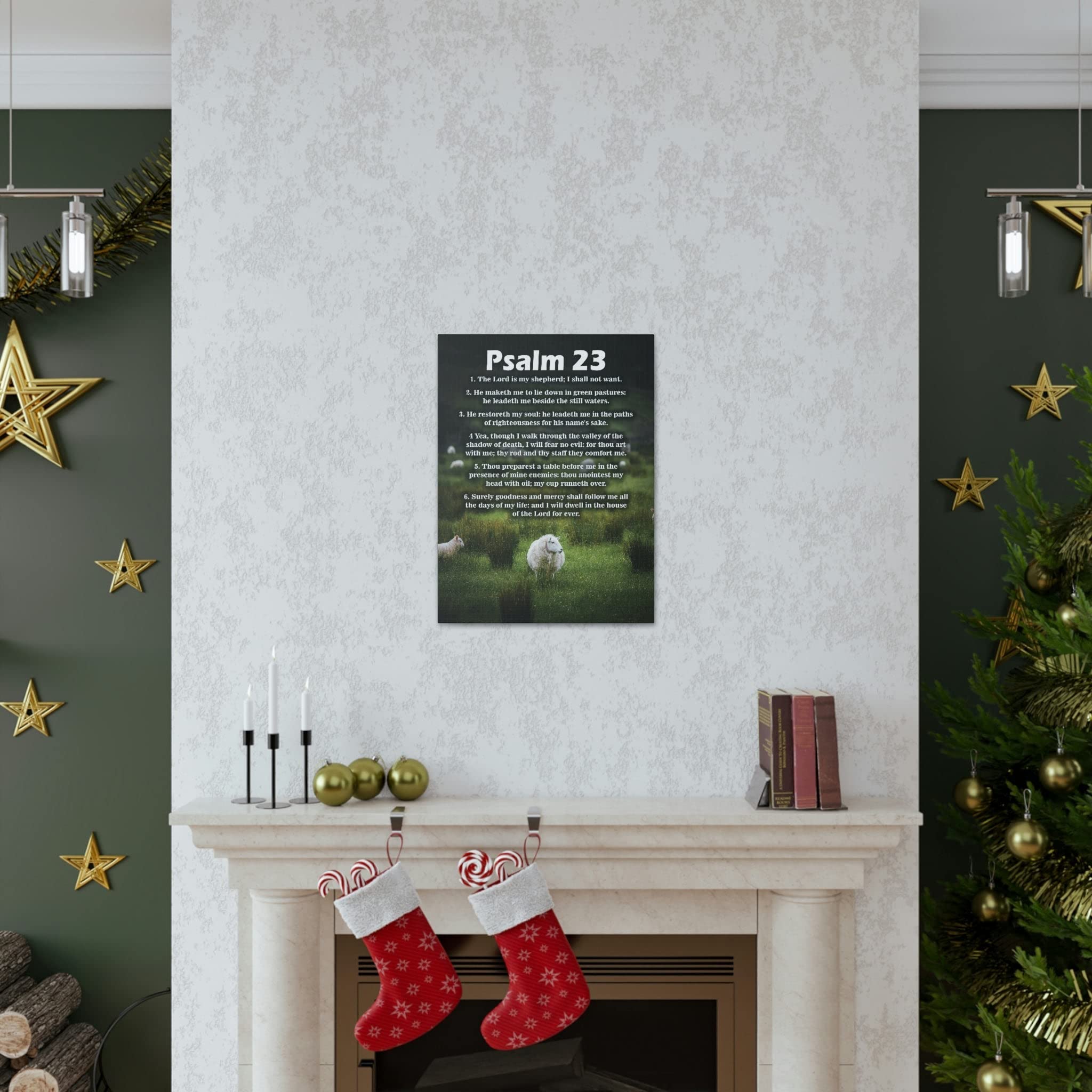 Psalm 23 Bible Verse Canvas Wall Art - Christian Scripture Home Decor - Perfect for Church, Bedroom & Living Room Inspiration