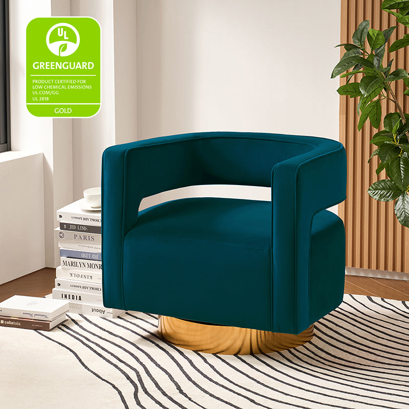 Agata Velvet Swivel Barrel Armchair - Modern Velvet Accent Chair with 360° Rotation for Living Room, Bedroom & Office