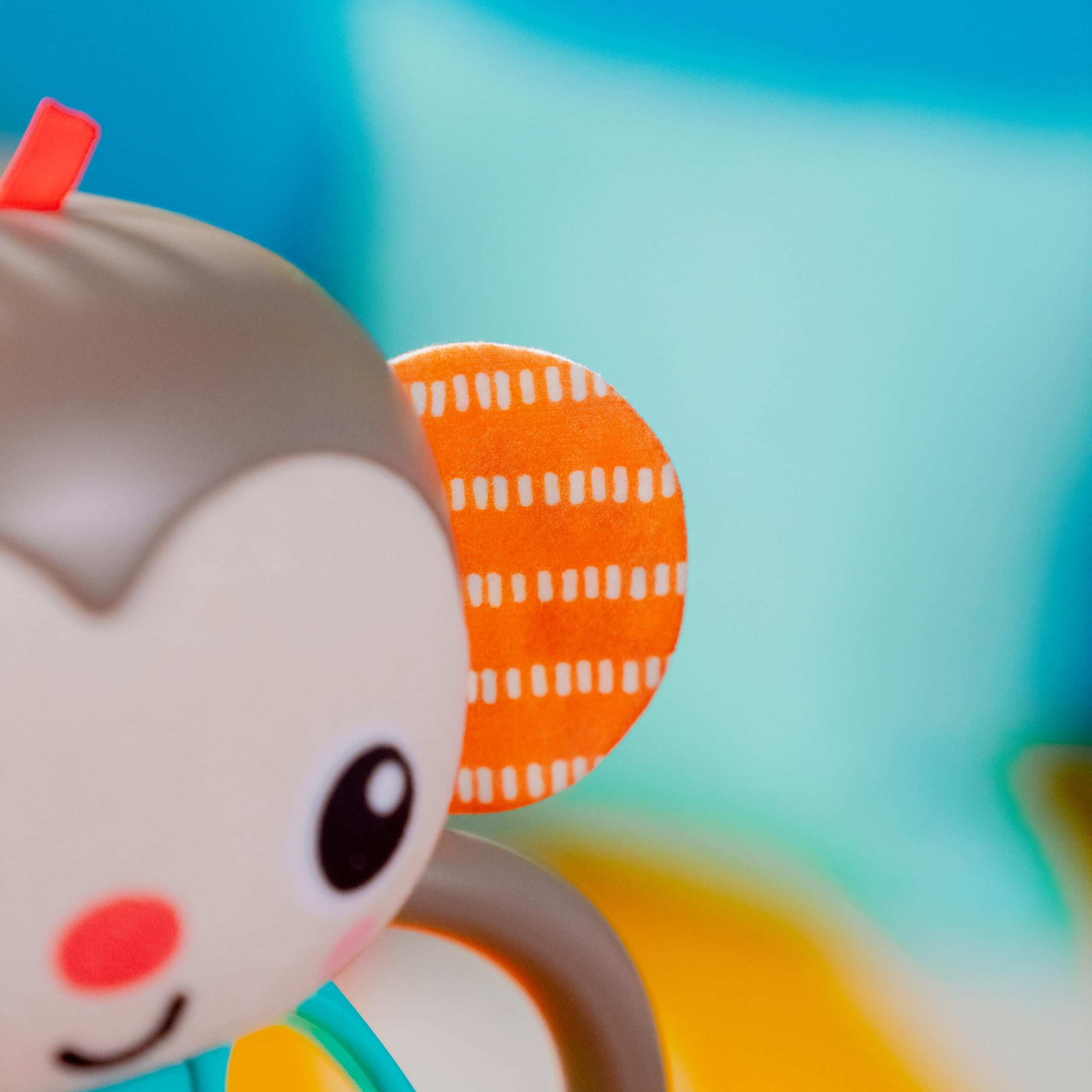 Bright Starts Grab & Giggle Musical Light-Up Monkey Rattle Toy with Easy-Grip Oball - Interactive Baby Toy for 6+ Months - Perfect for Tummy Time, Sensory Play & Early Development