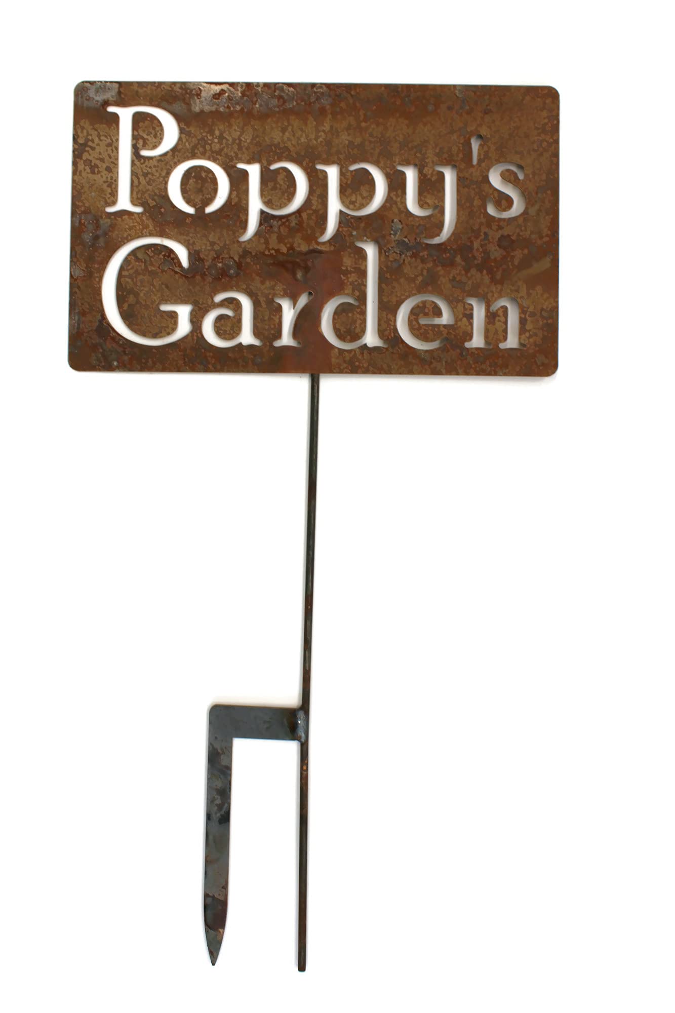 Personalized Family Name Garden Stake - 20 to 33 Inches Tall (Poppy's Garden Design, Large 28
