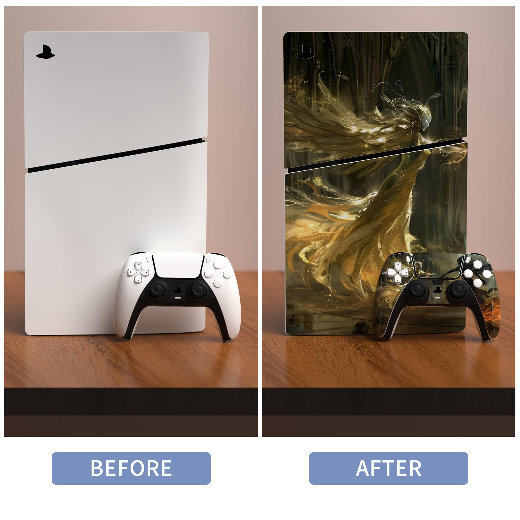 PlayVital PS5 Slim Console Skin Sticker - Protective Decal for PS5 Controller, Remote, Headset & Charging Station (Digital Edition) - Durable Vinyl Wrap for Gaming Accessories - Perfect for Customization & Scratch Protection
