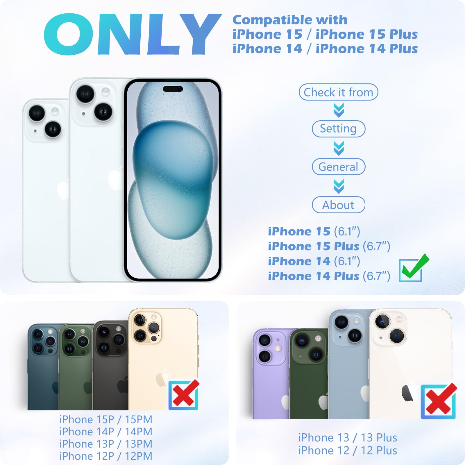 imluckies iPhone 15 & iPhone 15 Plus Camera Lens Protector - HD Clear Aluminum Alloy Ring with 9H Tempered Glass | Glitter Black Back Screen Protection Film | Perfect for Travel, Photography & Daily Use