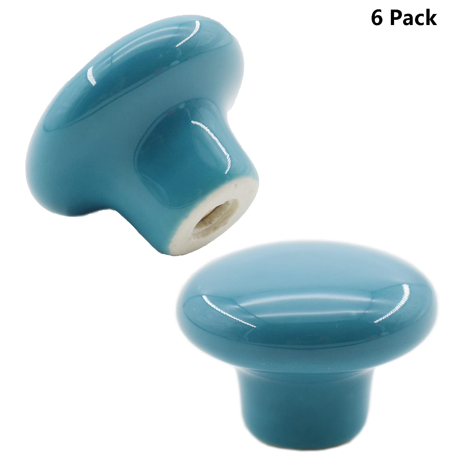 6 Pack Ceramic Cabinet Knobs - Handmade Decorative Round Drawer Knobs for Kitchen, Dresser, Wardrobe & Bathroom | Unique Home Improvement Hardware for Office Desk, Bedroom Closet & DIY Furniture Upgrade