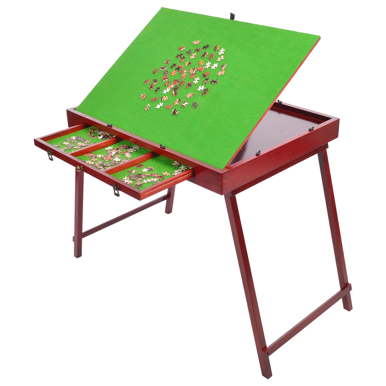 Premium Solid Wood Jigsaw Puzzle Table with Tilting Green Board & Storage Drawers - Foldable Puzzle Board for Adults, 1000 Piece Puzzles - Perfect for Game Nights, Gifts & Puzzle Enthusiasts - Ideal for Living Rooms, Home Offices & Family Gatherings