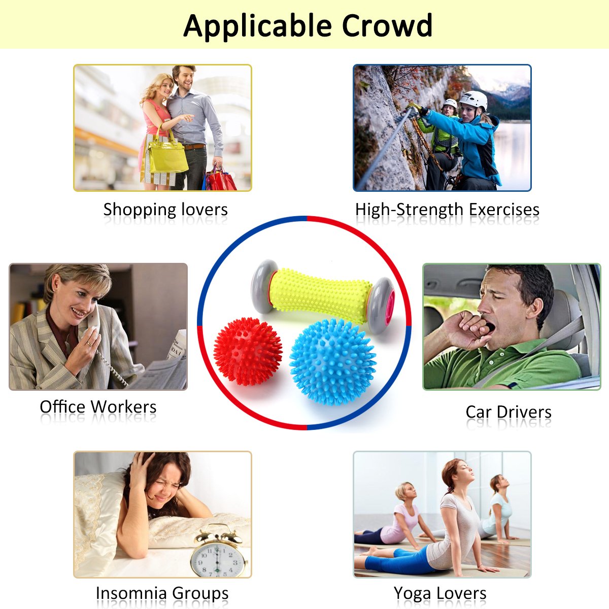 Rightwell® Foot Massager Roller & Spiky Balls Set - Plantar Fasciitis Relief, Muscle Recovery Tool for Feet, Wrists & Forearms - Includes 1 Roller Stick + 2 Massage Balls - Perfect for Post-Workout Recovery, Office Stress Relief & Home Relaxation Therapy