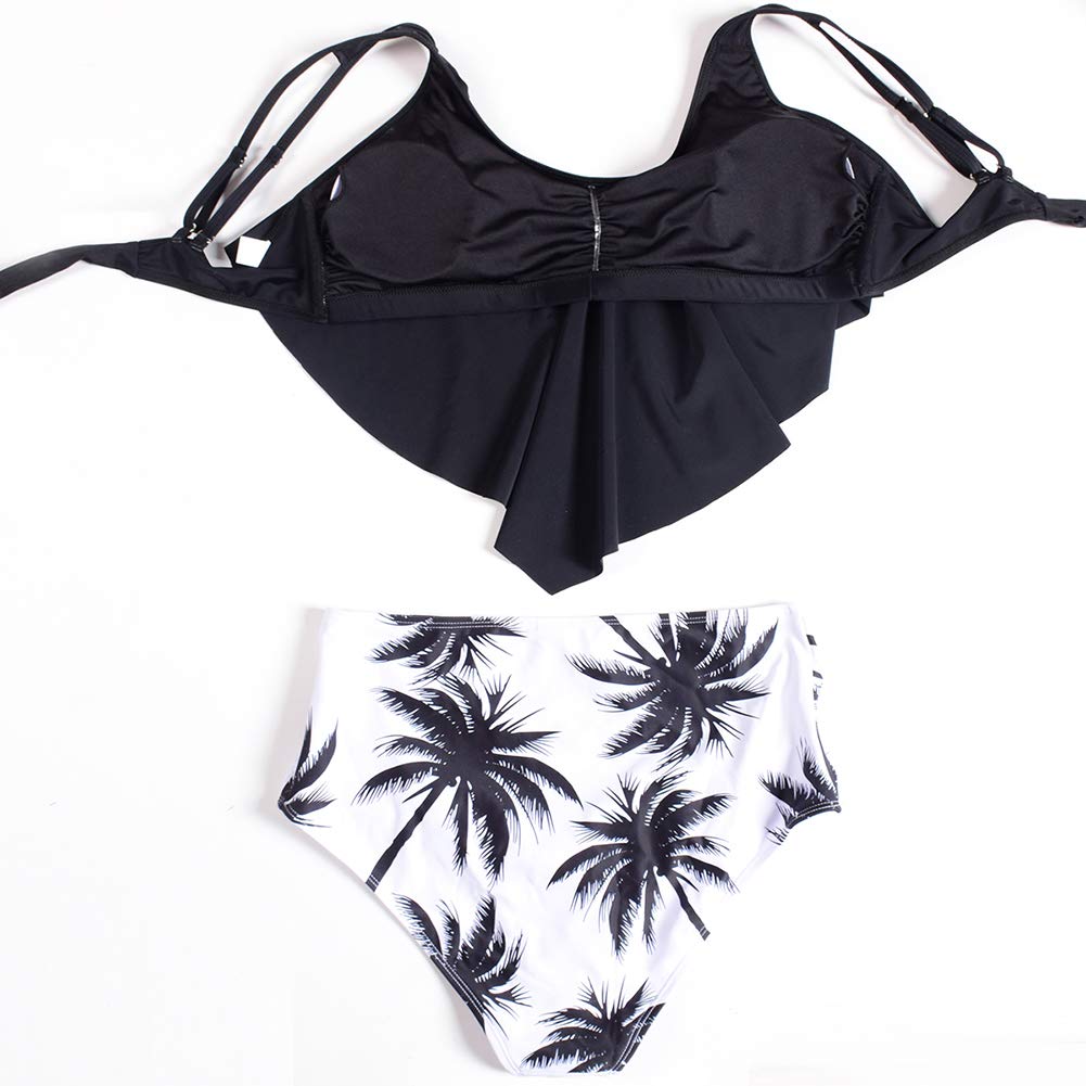 QZUnique Women's Two-Piece Bathing Suit Set - Ruffled Bikini Top & High Waisted Bottom Tankini | Perfect for Beach, Pool & Summer Vacations