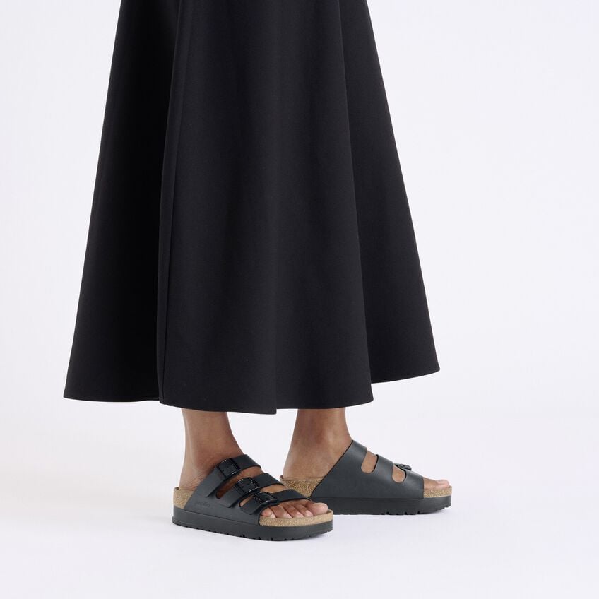 Birkenstock Florida Platform Vegan Sandals in Black - Comfortable & Stylish for Women, Perfect for Casual Wear, Beach, and Summer Outfits