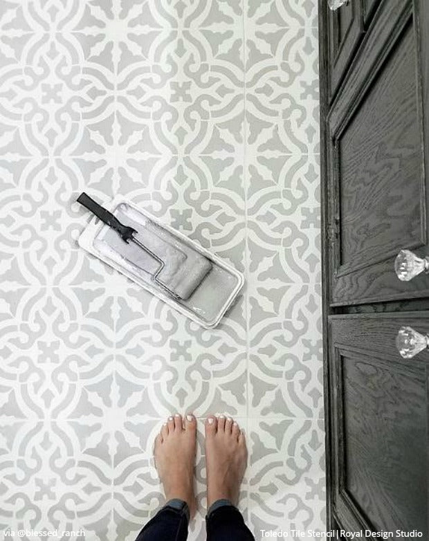 Toledo Tile Stencil Kit - Reusable DIY Ceramic & Mosaic Tile Painting Template for Home Decor, Bathroom, and Kitchen Backsplash Projects