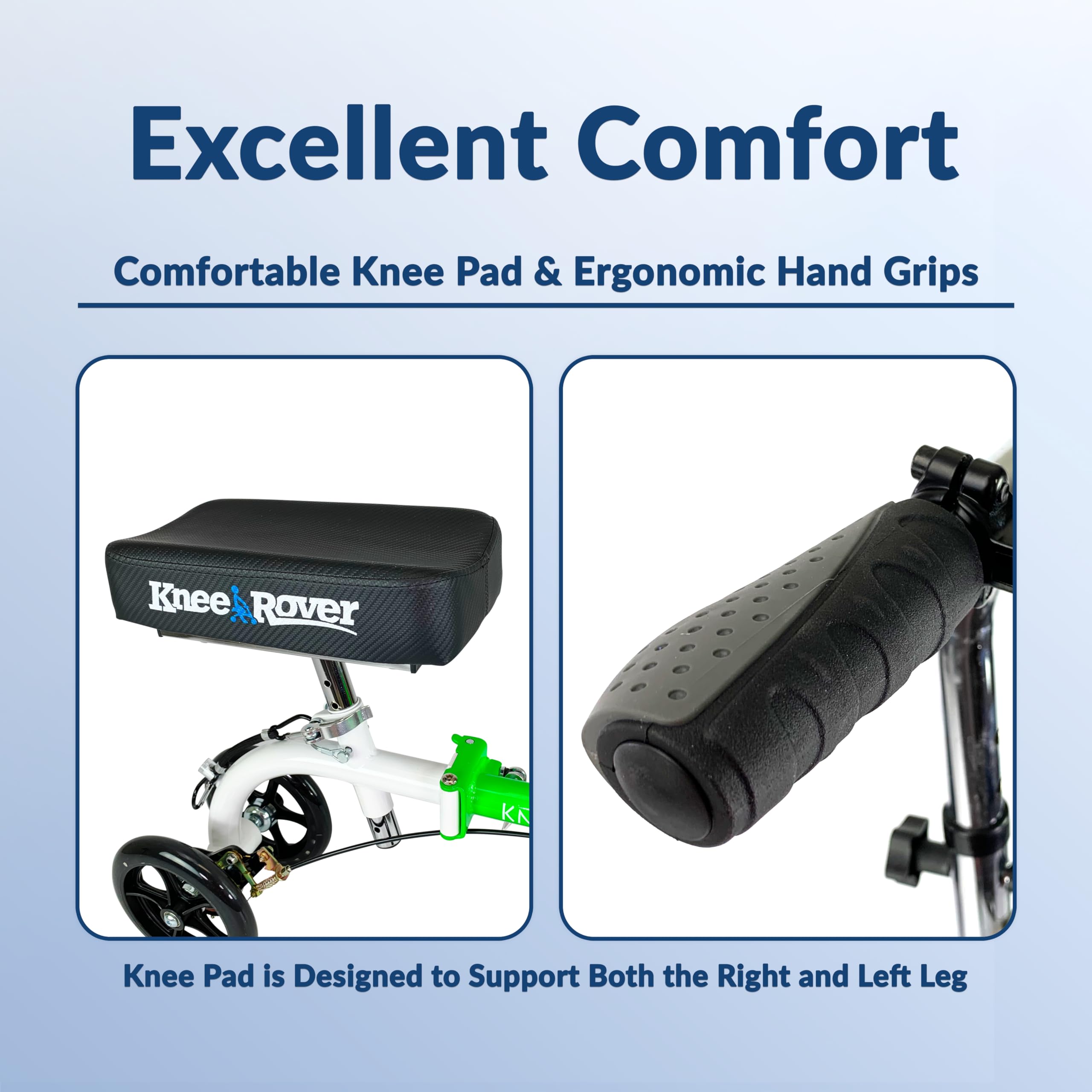 **KneeRover GO Hybrid - Compact All-Terrain Knee Scooter for Adults | Heavy Duty Knee Walker for Foot Surgery, Broken Ankle & Injury Recovery | Best Crutch Alternative | Ideal for Indoor & Outdoor Mobility (Green)**