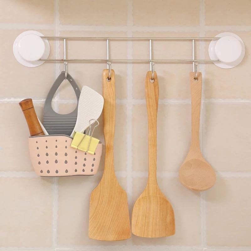 D MARK® Silicone Kitchen Sink Sponge Holder - Hanging Storage Caddy & Drain Basket (1 Piece, Multicolor) - Perfect for Organizing Sponges, Brushes & Dish Soap in Small Kitchens