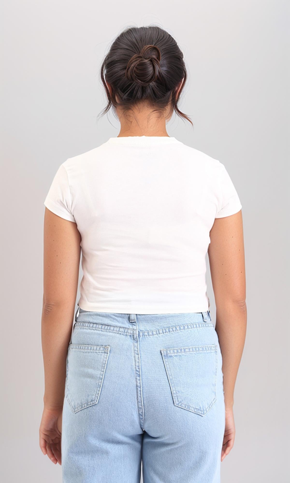 R208134 Women's Short Sleeve Asymmetric Solid Color T-Shirt - White | Casual Wear, Summer Outfits & Street Style Fashion