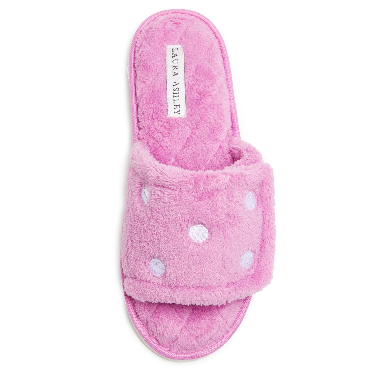 Laura Ashley Women's One Band Velcro Scuff Slippers - Soft House Shoes for Indoor Comfort, Cozy Home & Spa Relaxation