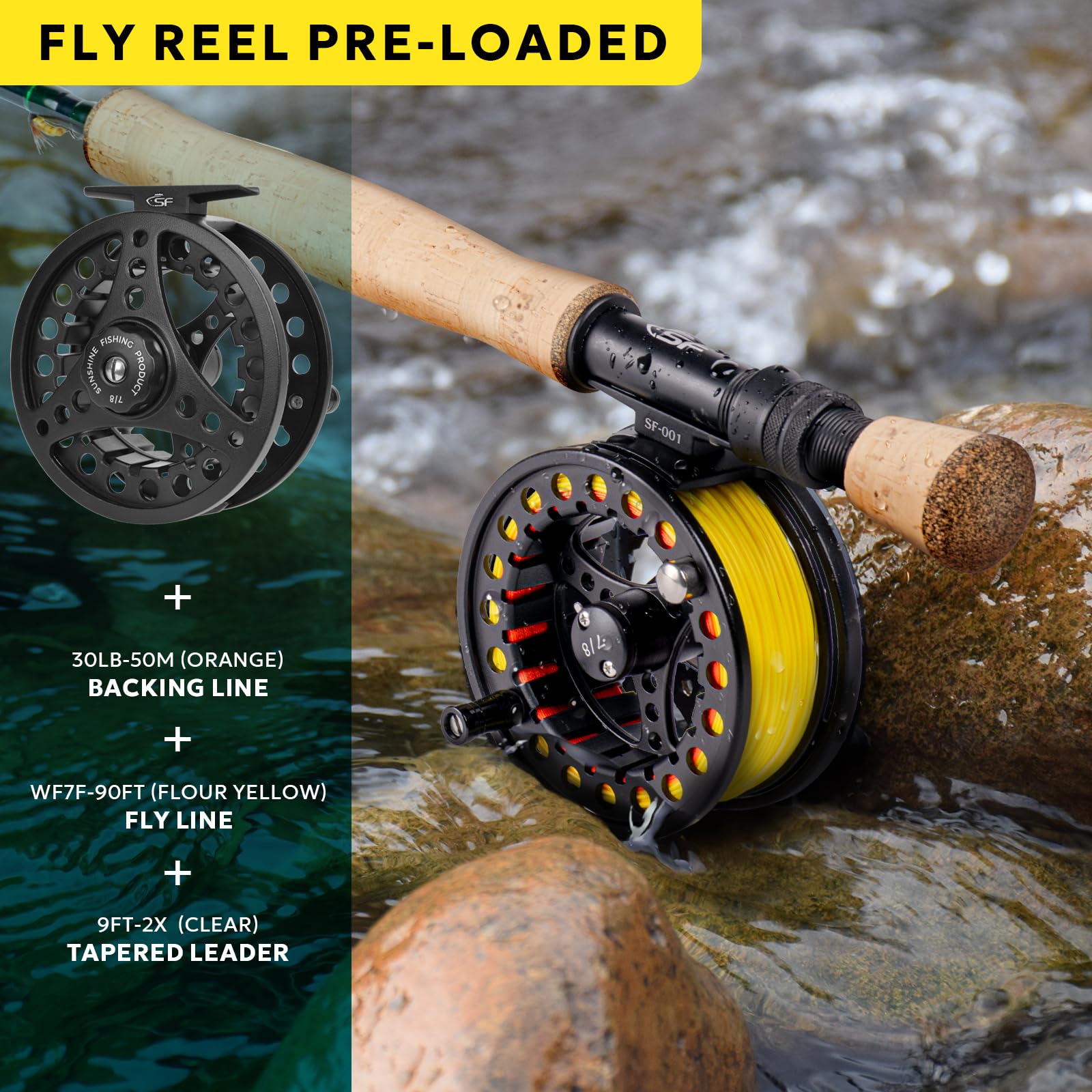 Premium SF Fly Fishing Rod Combo Kit - 4pc 3wt 2.3m, 4wt 2.4m, 5/6/7/8wt 2.7m Emerald Green 24T Carbon Fiber Fly Rod with Carrying Case, Pre-Spooled Reel & Fly Box with Flies - Perfect for Trout, Bass, Salmon Fishing in Rivers & Lakes