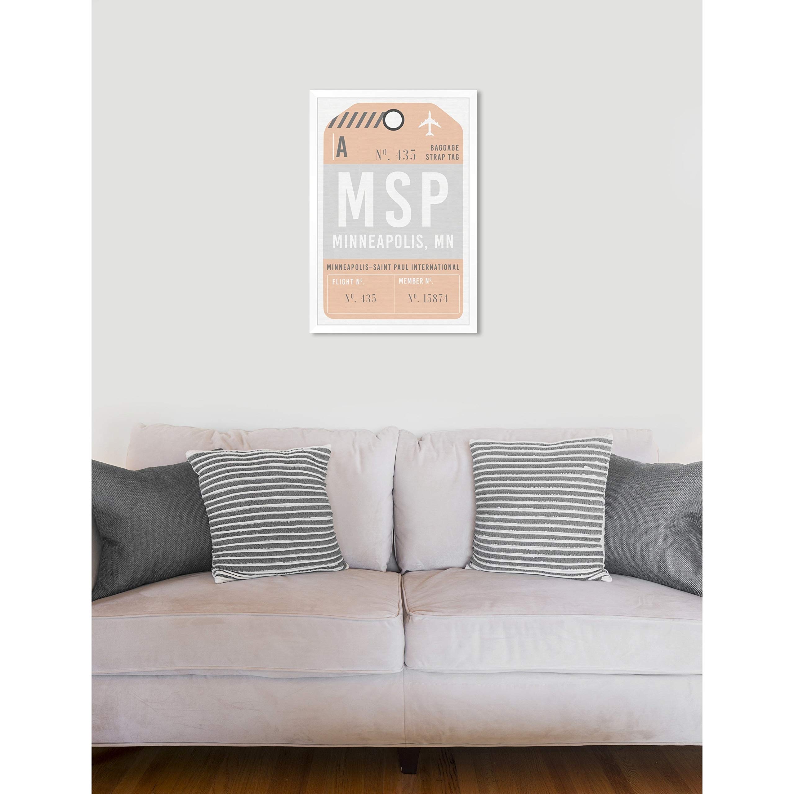 Oliver Gal 'Minneapolis Luggage Tag' Framed Wall Art Print 20x30 Inches - Perfect for Home Office Decor, Living Room & Bedroom Wall Decorations