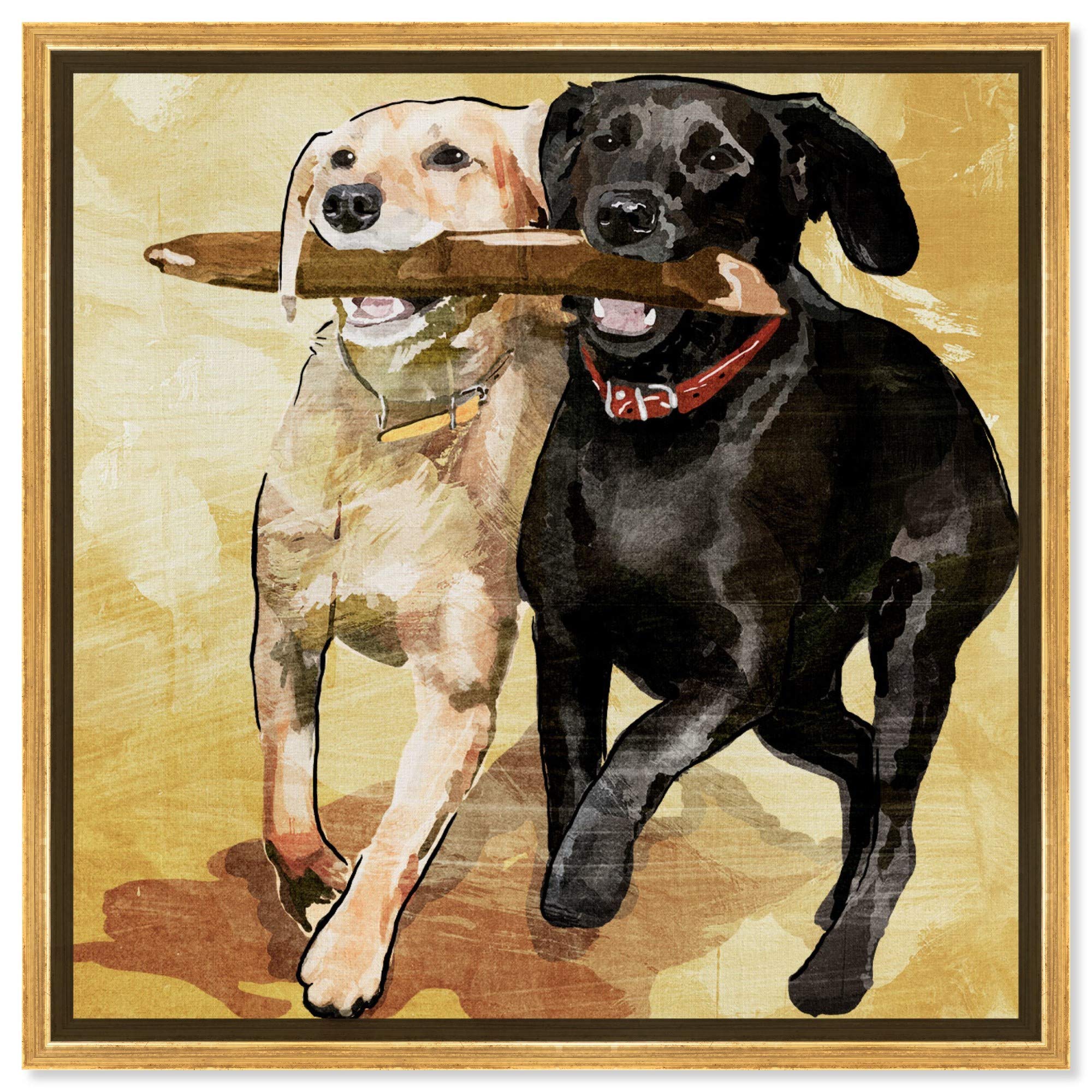 Playtime Dogs and Puppies Framed Wall Art Canvas Prints - Perfect for Living Room, Bedroom, and Nursery Decor
