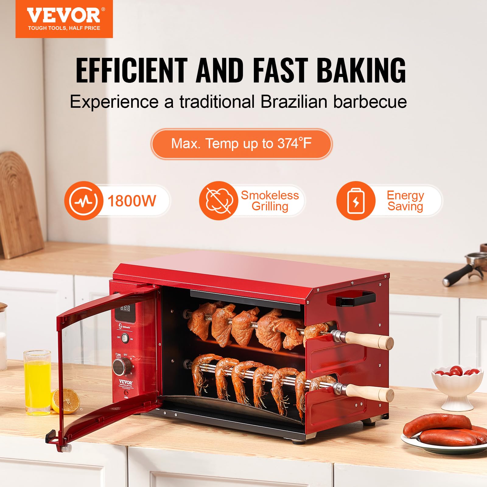 VEVOR Electric Shawarma Grill Machine - 2 String BBQ Rotisserie Oven for Chicken, Gyro & Doner Kebab | Commercial & Home Use | Perfect for Restaurants, Kitchen Parties & Outdoor Events