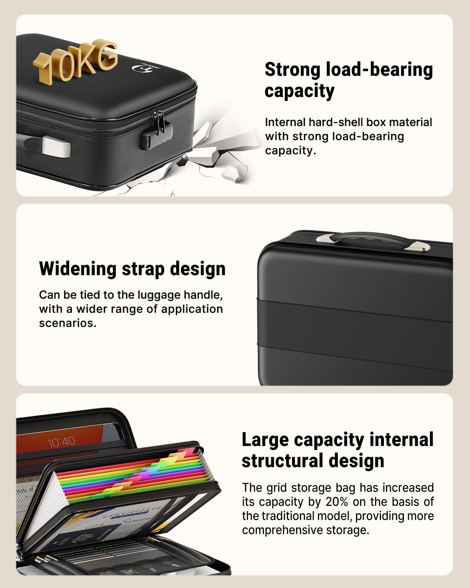 Fireproof Document Box with Lock - 8-Layer Waterproof Safe for Important Files, Certificates, Passports & Laptop - Portable Hard Case Organizer for Home & Office Security (Black) - Perfect for Emergency Protection & Document Storage