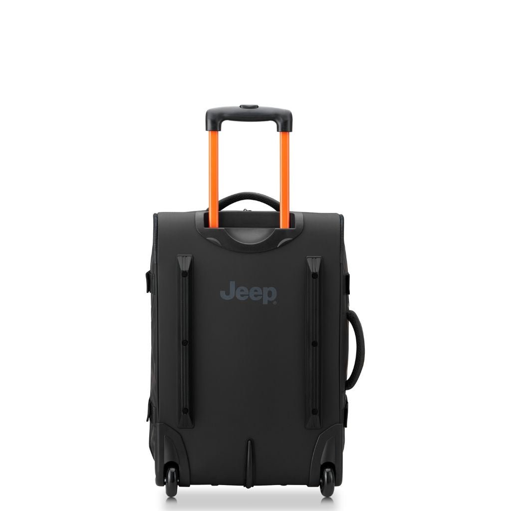 Jeep 2 Wheel 55cm Rolling Duffle Bag - Black Travel Luggage for Camping, Gym & Weekend Getaways | Water-Resistant Durable Carry-On Bag