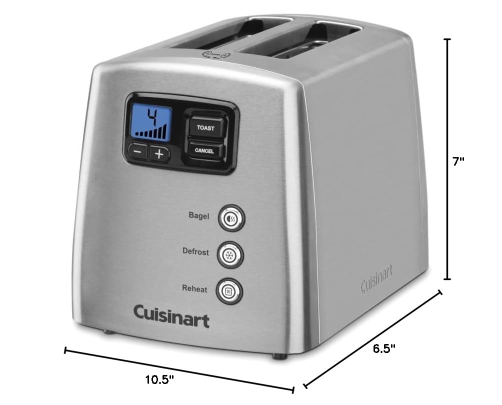 Cuisinart CPT-420 2-Slice Toaster with Touch to Toast Technology, Leverless Design in Brushed Stainless Steel - Perfect for Breakfast, Office, and Small Kitchens